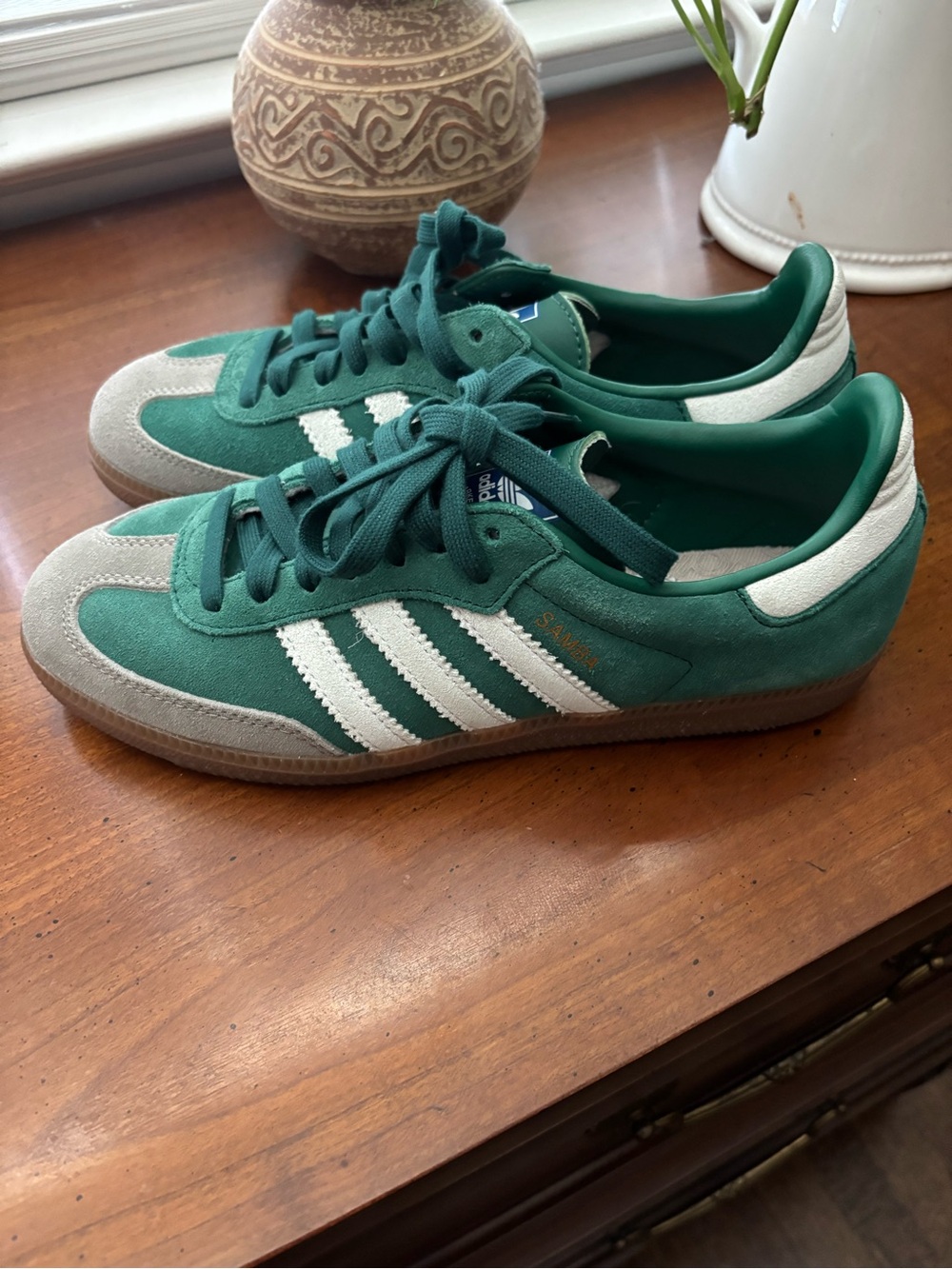 adidas Samba Low Top Sneakers in Green and White